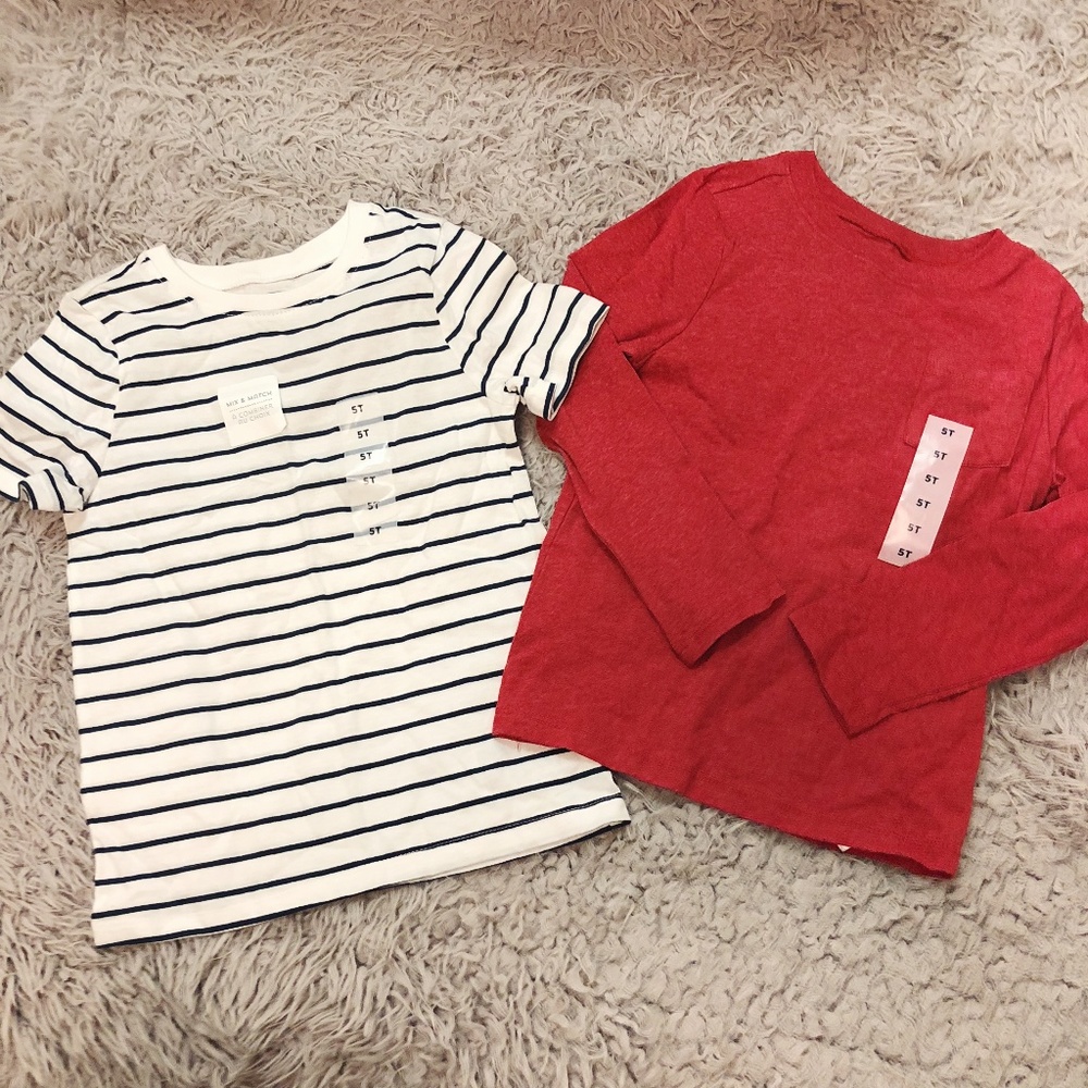 BUNDLE! Old Navy Boy Red L/S White/Navy S/S Tees